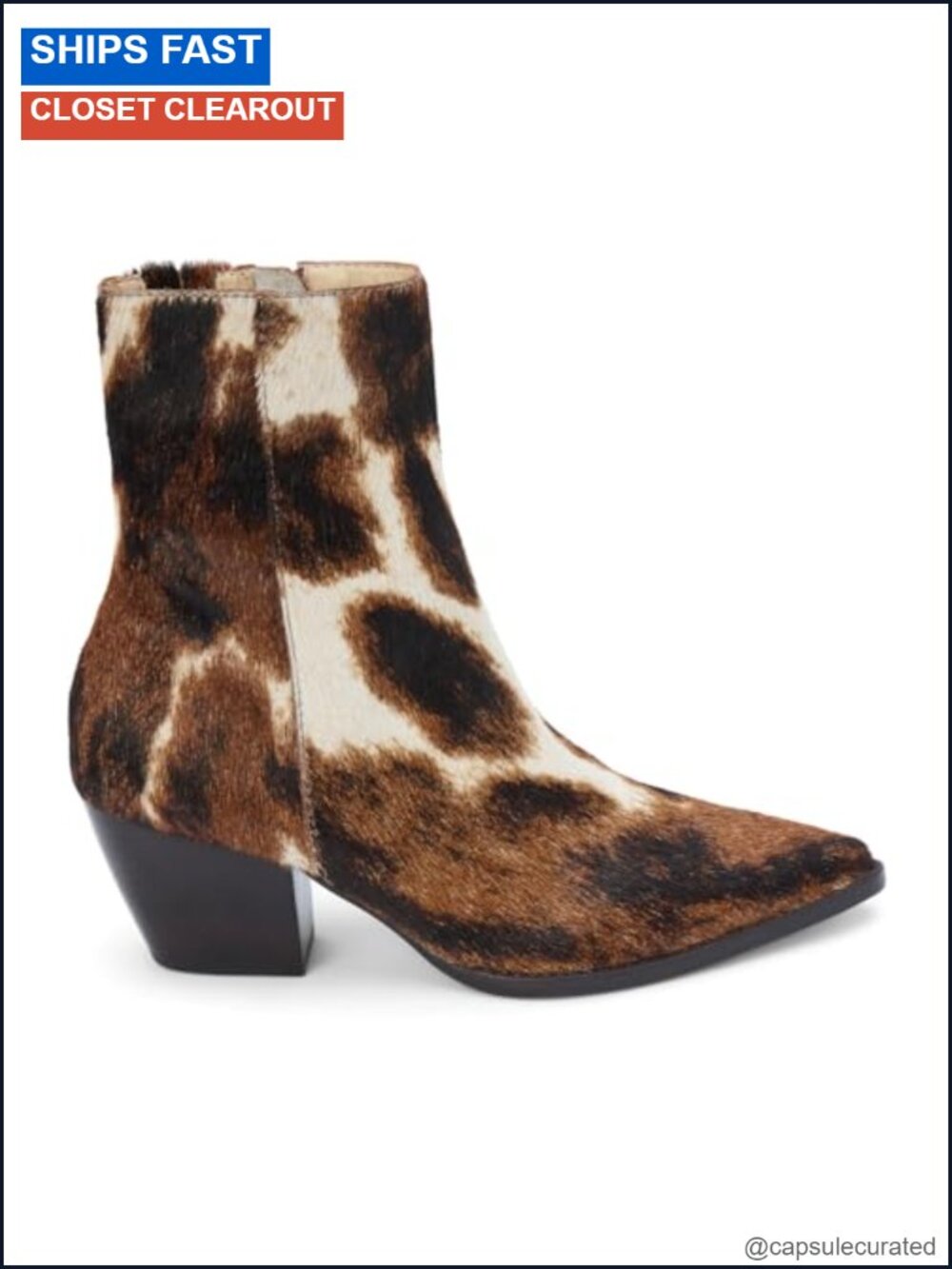 Leather Ankle Bootie Block Heel Zip Mid-Calf Boots Casual
